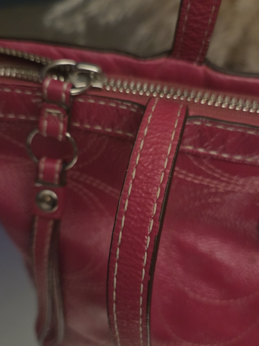 Vintage Y2K Coach Patent Leather Tote | Berry Pink Signature C Logo - Picture 9 of 17